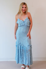 Dana Lace Blue Maxi Dress