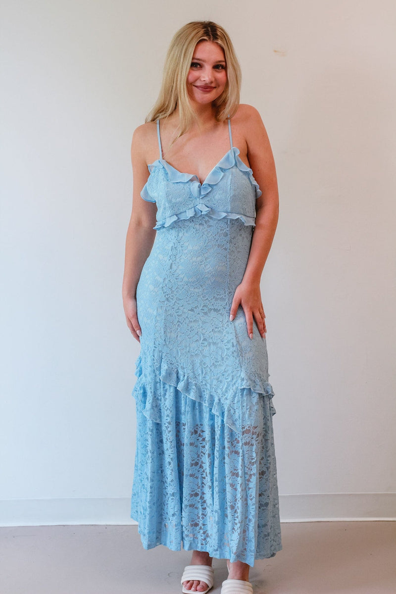 Dana Lace Blue Maxi Dress