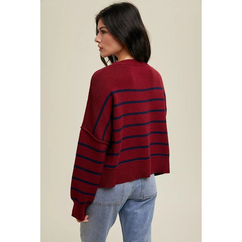 Winnie Burgundy & Navy Striped Sweater