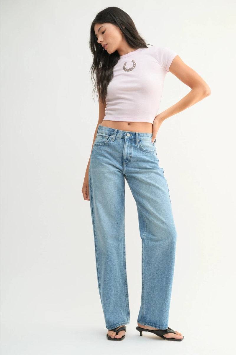 Just Black Denim Relaxed Straight Jeans- Light Wash