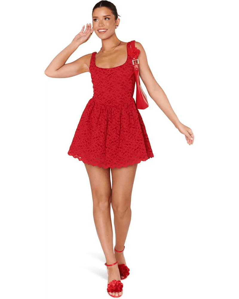 Show Me Your Mumu Ricci Skort Dress- Radiant Red Lace