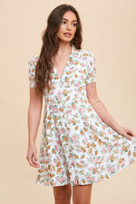 Calli Floral Pattern Mini Dress