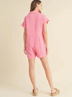 Pique Button Front Gauze Romper