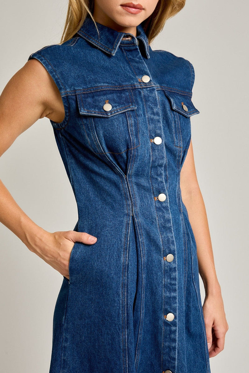 Ky Denim Sleeveless Midi Dress