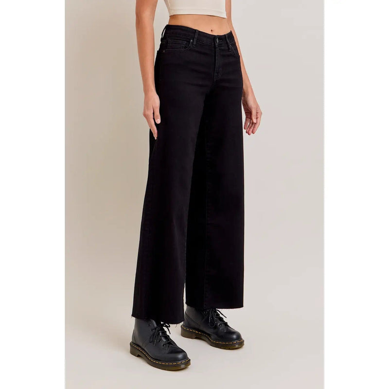 Hidden Jeans Nori Mid Rise Wide Leg Jeans- Clean Black