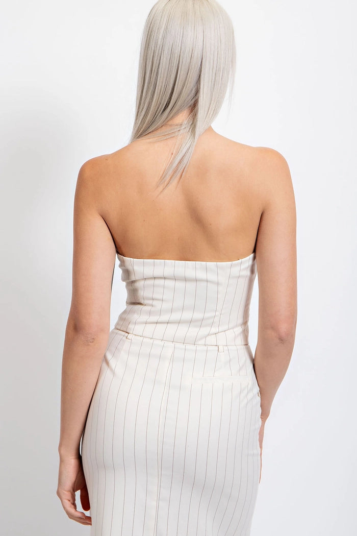 Carrie Striped Strapless Crop