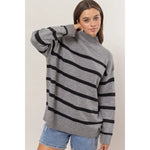 Black & Grey Striped Oversize Sweater