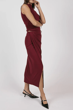 Fiery Spirit Ruched Maxi Skirt