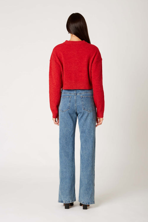 Enzo Red Crop Cardigan