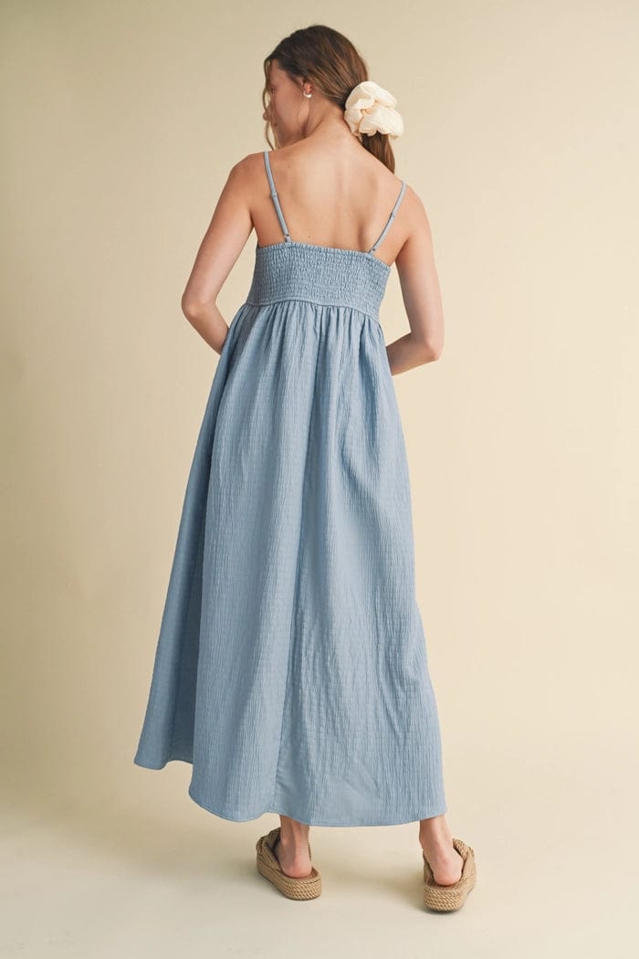 Wynona Blue Smocked Back Dress