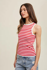 Maine Striped Knit Tank - Red