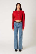 Enzo Red Crop Cardigan