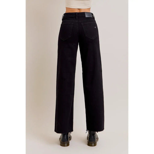 Hidden Jeans Nori Mid Rise Wide Leg Jeans- Clean Black