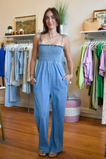 Smocked Bust Denim Jumper