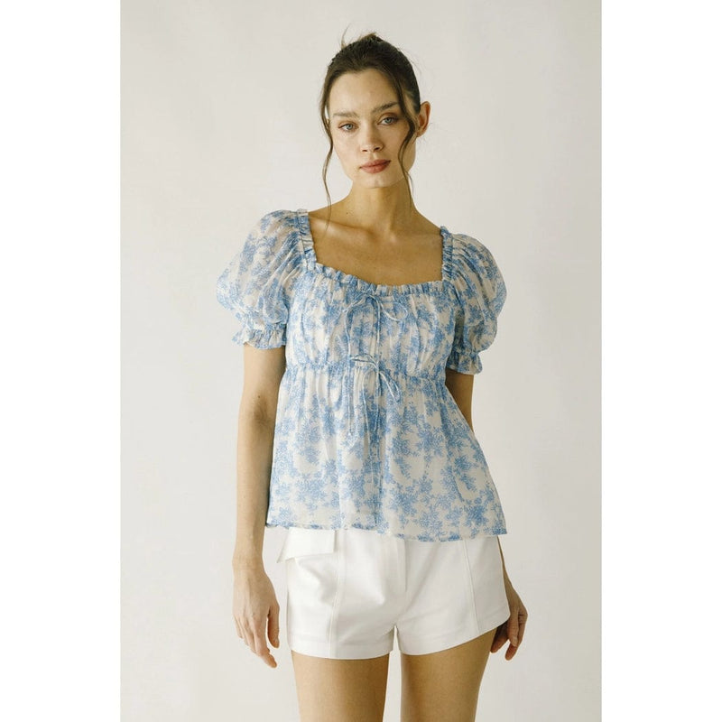 Blue Bow Babydoll Top