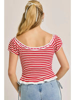 Candy Striped Bow Detail Top