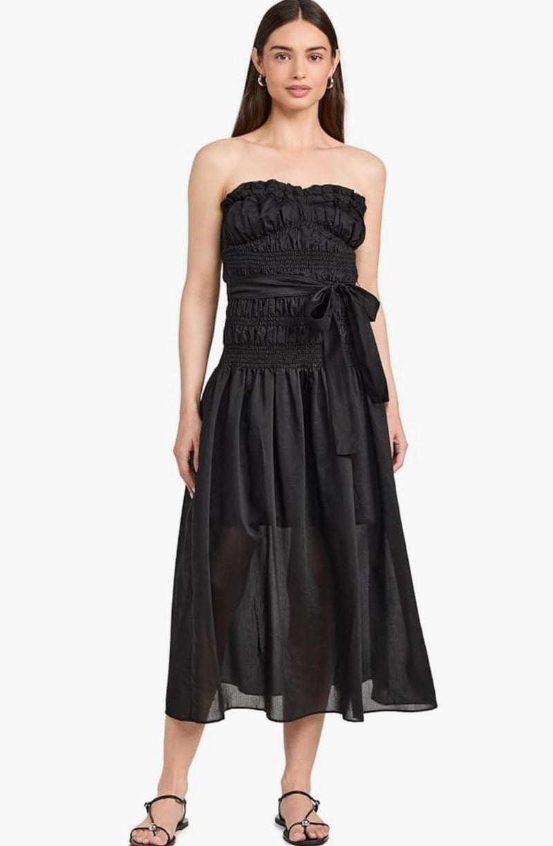 Marabou Strapless Midi Dress