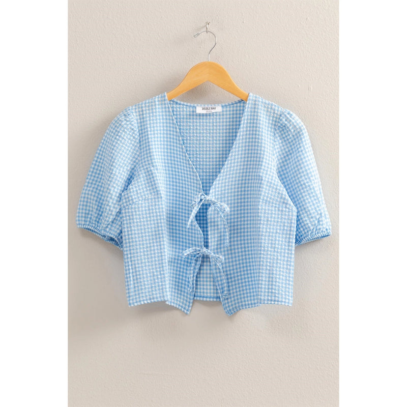 Paris Gingham Tie Front Top- Two Colors!