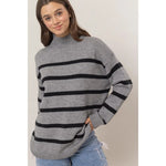 Black & Grey Striped Oversize Sweater