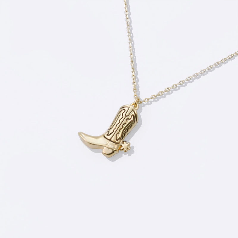 Gold-Dipped Boot Pendant Necklace