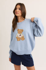 Teddy Light Blue Graphic Sweater