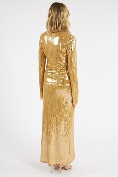 Show Me Your Mumu Gold Shiny Saturday Skirt