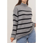 Black & Grey Striped Oversize Sweater