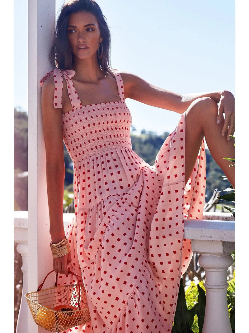 Piper Pink Polka Dot Midi Dress