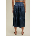 Ilia Navy Pleated Midi Skirt