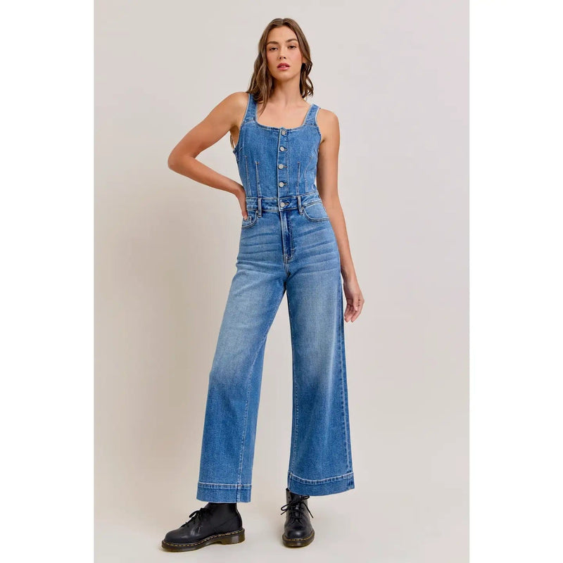 Hidden Jeans Peyton Medium Wash Jumpsuit