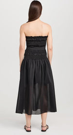 Marabou Strapless Midi Dress