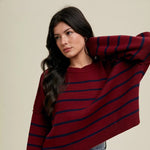 Winnie Burgundy & Navy Striped Sweater