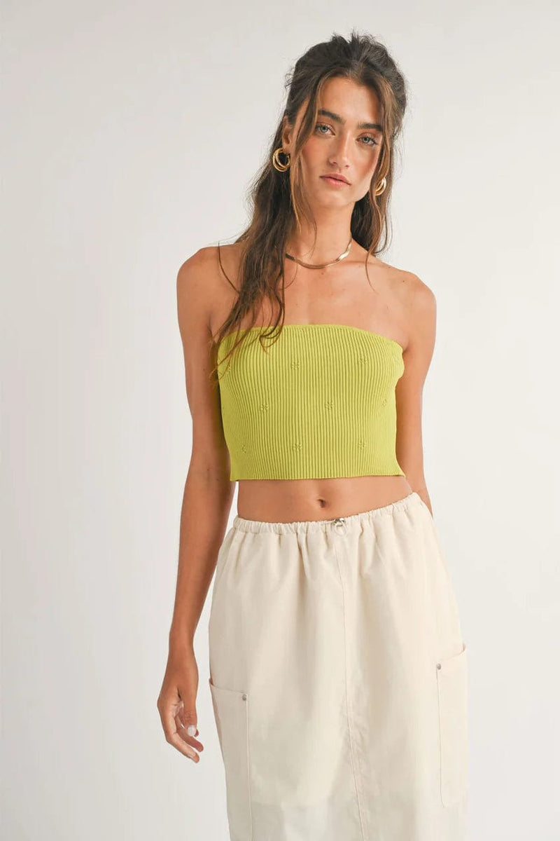 Ayla Flower Embossed Tube Top 2 Colors Vintage Willows Boutique