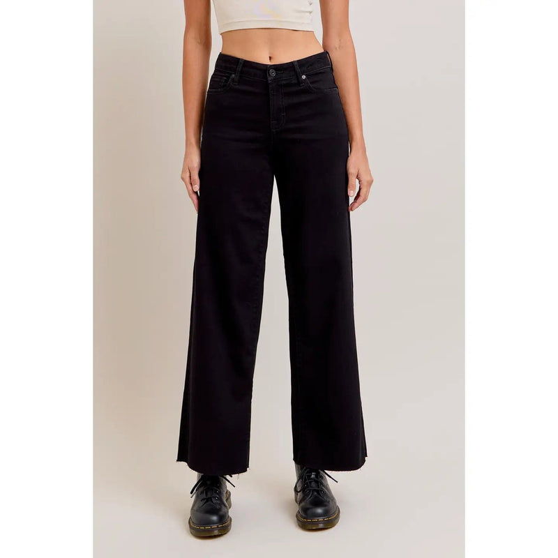 Hidden Jeans Nori Mid Rise Wide Leg Jeans- Clean Black