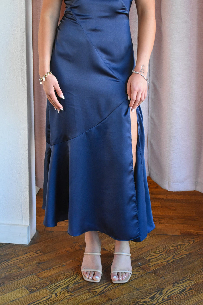 Harrison Navy Slip Midi Dress