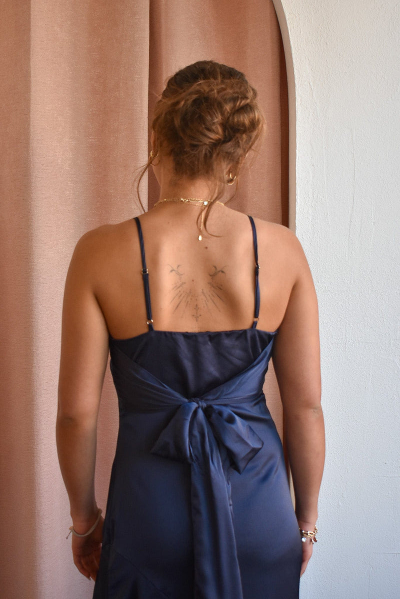 Harrison Navy Slip Midi Dress