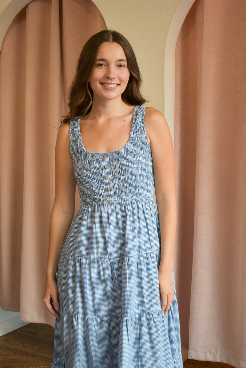 Paris Plaid Tiered Midi Dress