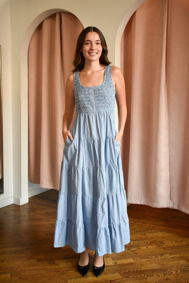 Paris Plaid Tiered Midi Dress