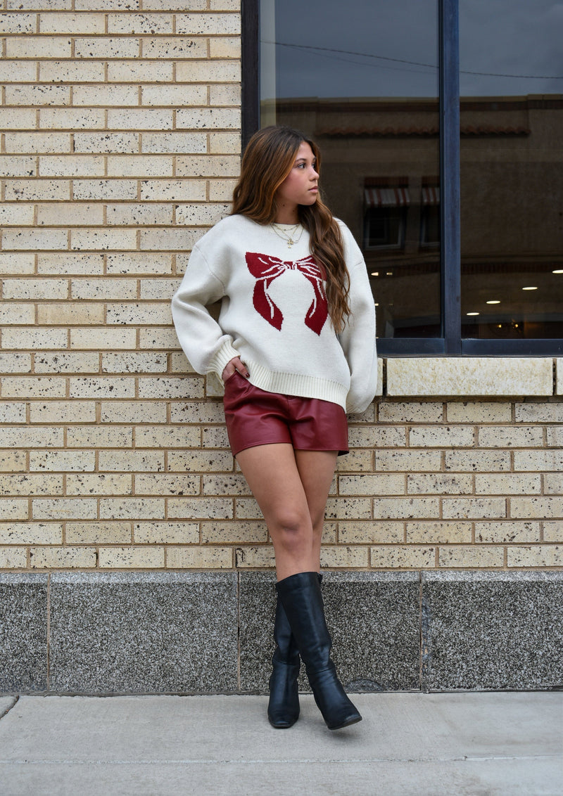 Red Bow Graphic Sweater