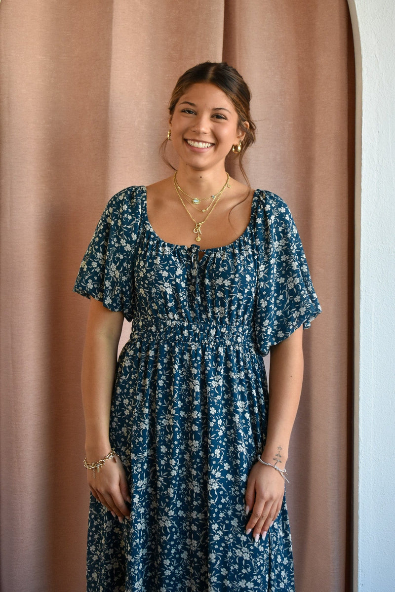 Margarite Floral Tie Front Midi Dress