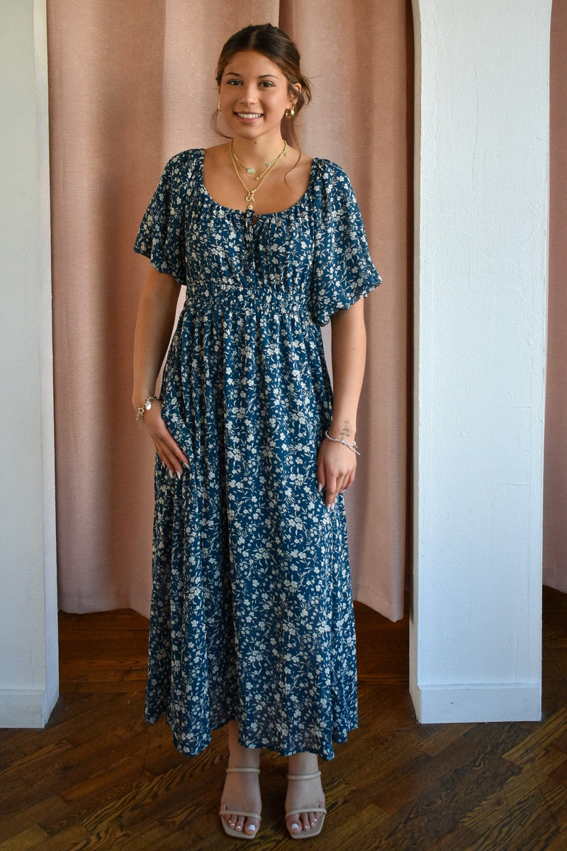 Margarite Floral Tie Front Midi Dress