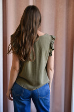 Olive Linen Blouse