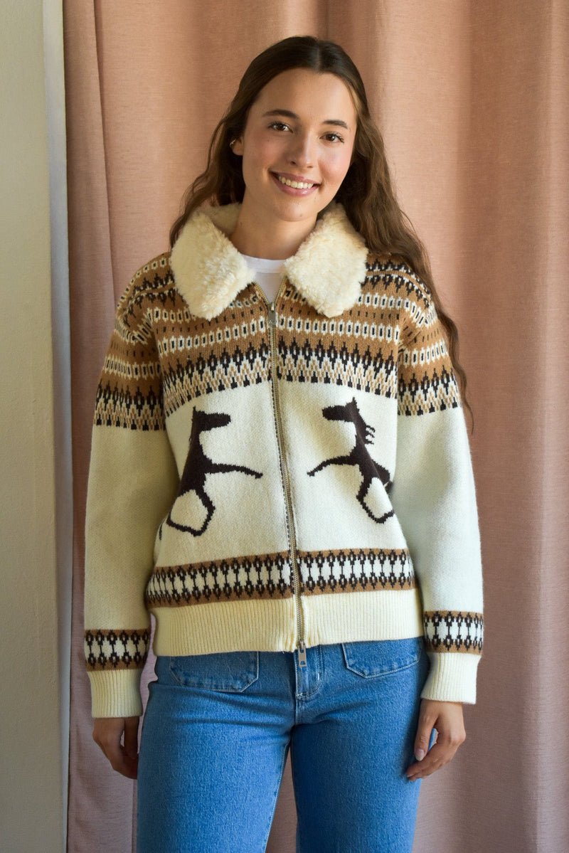 Western Horse Zip Cardigan