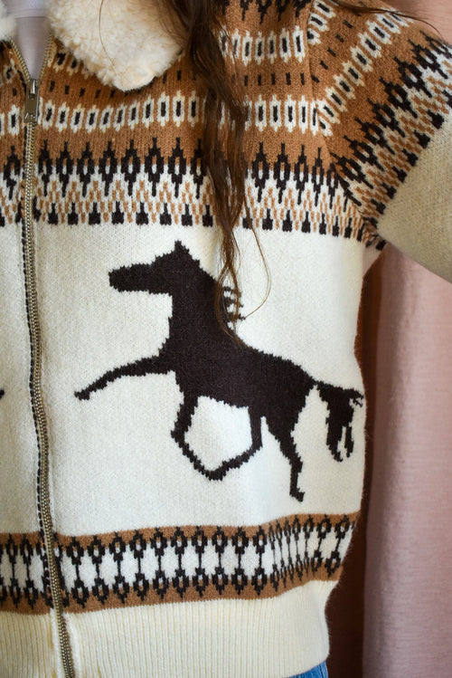 Western Horse Zip Cardigan