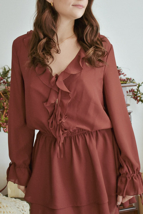 All Frills V-Neck Mini Dress