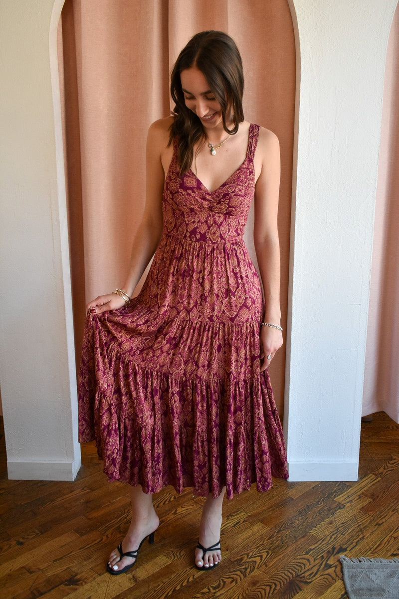 Celebration Tie Back Tiered Midi Dress