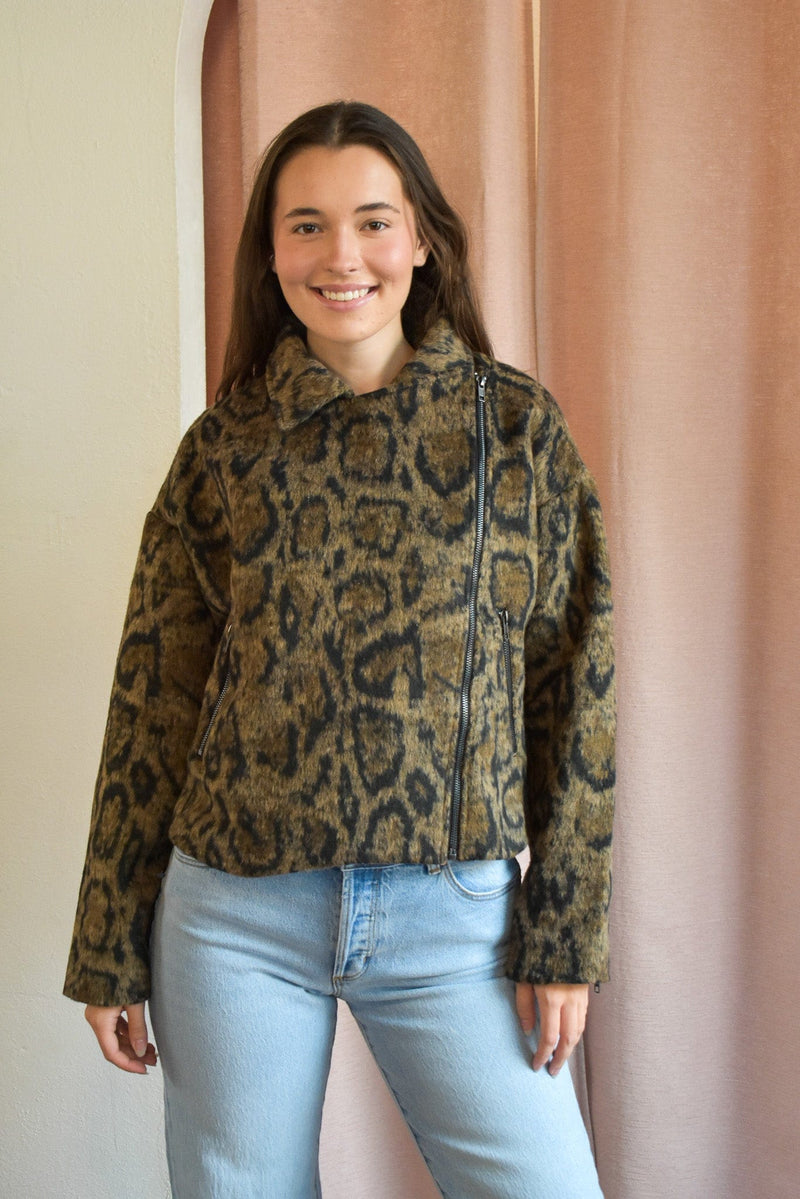 Strada Faux Leopard Brushed Coat