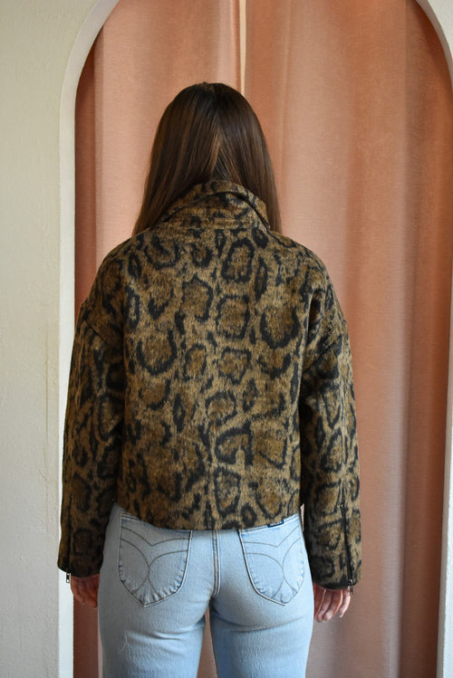 Strada Faux Leopard Brushed Coat