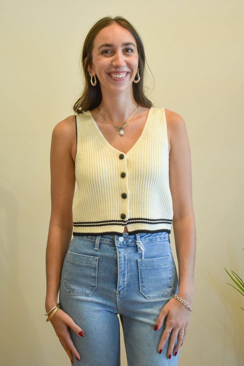 Lou Striped Button Sweater Vest