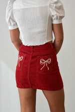 Take a Bow Corduroy Mini Skirt